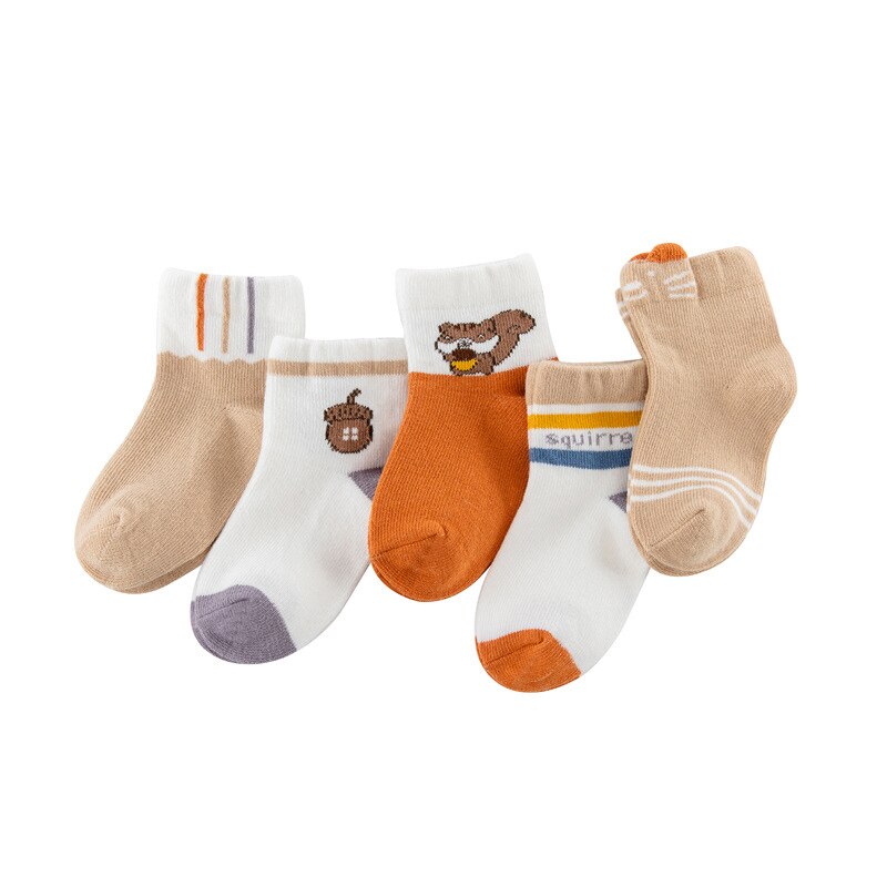 5pcs Baby Socks Boys Girls Sock Soft Cotton Cute Cartoon Pattern Kids Socks Suitable For 1-12Y: D / 5T