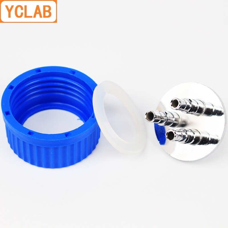 YCLAB Blue Cap with 2/3/4 Stainless Steel Holes Reagent Feeding Bottle for Fermenter Anaerobic Injection Mobile Phase Labware