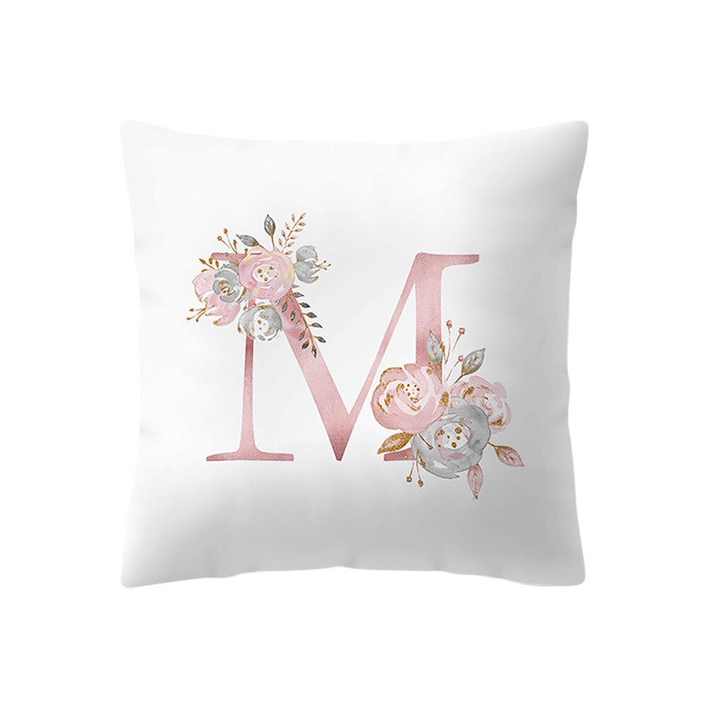 Ensemble de fleurs en forme d'alphabet | Mignon, en forme de fleur, mots simples anglais, housse de coussin pour maison, chambre d'enfants, décoration # LR1: M