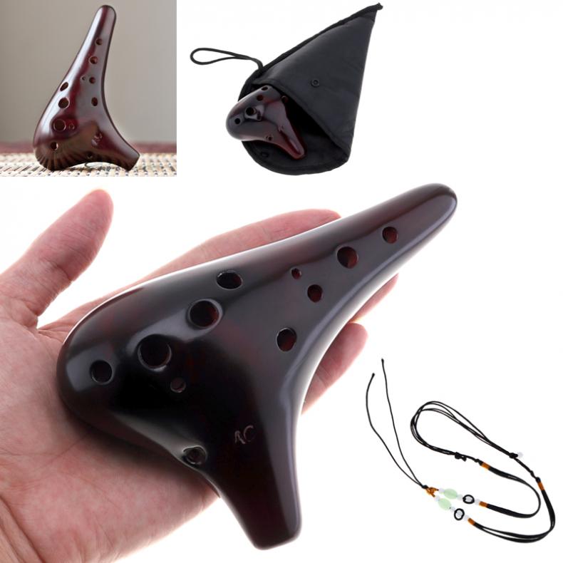 Ocarina 12 Holes Alto ToneC Ocarina Flute Ceramic Musical Instruments Smoked Burn Woodwind Instruments