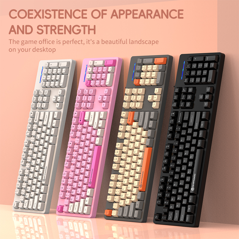 Conflict-vrij bedraad gamingtoetsenbord Ergonomie Spatwater 104 toetsen ABS Slijtvaste keycaps USB-toetsenbord voor desktopcomputer