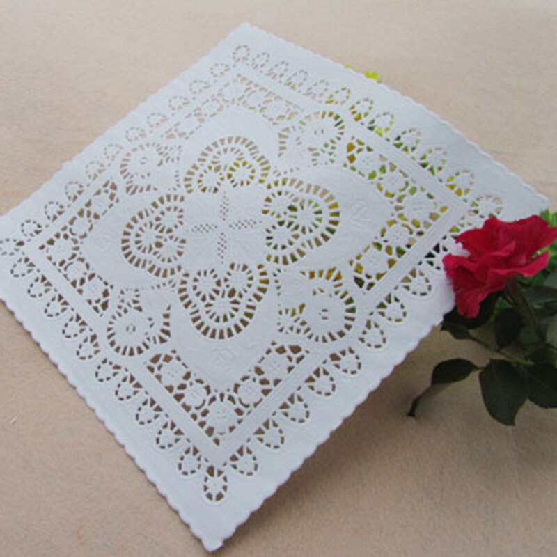 (250 Pcs/Lot) 8 inch Lace Square Paper Doilies Placemat Craft Doilies Wedding Christmas Tableware Decoration Barbecue Food Bakin
