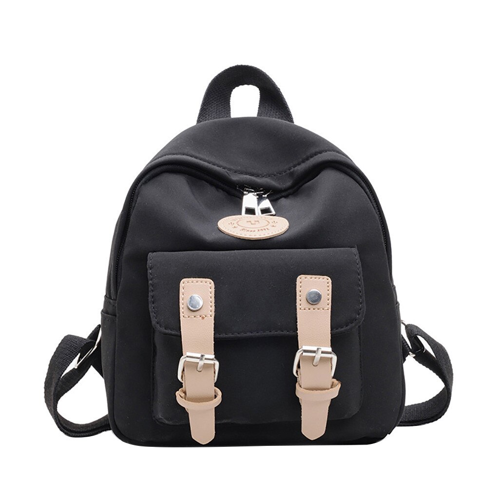 Mochila para mujer, bolso de hombro a la para niños, mochila sólida de nailon para estudiantes masculinos y femeninos, mochila sencilla y versátil Ju9: Black