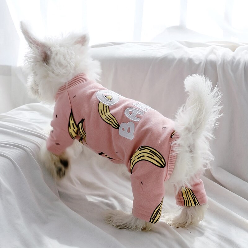 Banana Print Hond Vier Been Kleding Voor Honden Pyjama Winter Hond Jas Franse Bulldog Kleding Voor Honden Kostuum Puppy pet Outfit