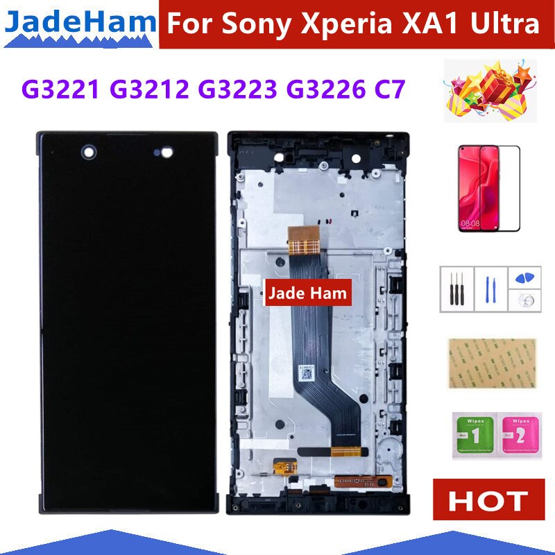For Sony Xperia XA1 Ultra G3221 G3212 G3223 G3226 C7 LCD Display Screen Digitizer Assembly With frame