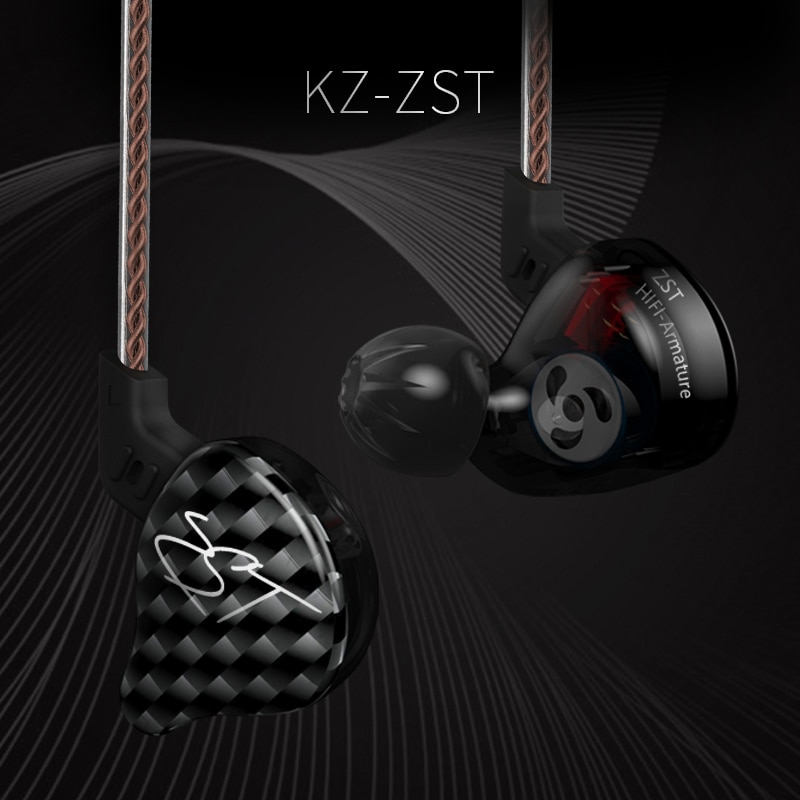 Original KZ ZST Colorful BA+DD In Ear Earphone Hybrid Headset HIFI Bass Noise Cancelling Earbuds With Mic Replaced BT Cable