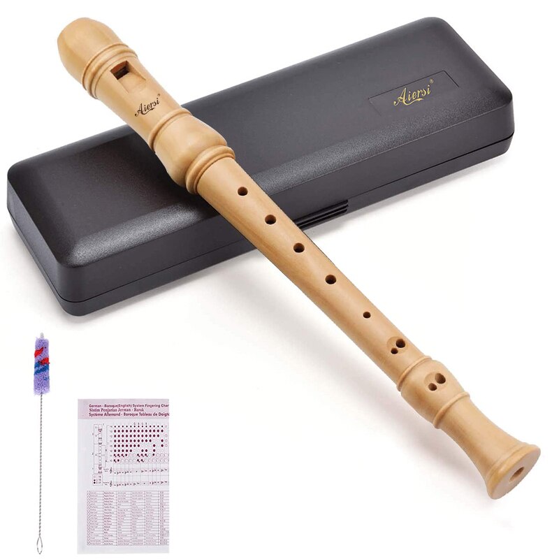 Aiersi Duitse Of Barokke Stijl Sopraanblokfluit Fluit 3 Stuk Maple Hout Professionele C Sleutel Blockflute Met Hard Case: German Style