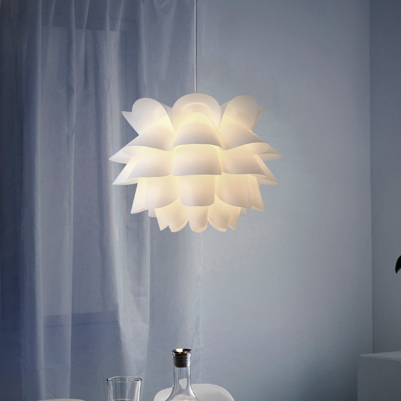 Moderne abat-jour lustre blanc/jaune plafonnier ombre bricolage salon pendentif lumière accessoires pour la maison: A