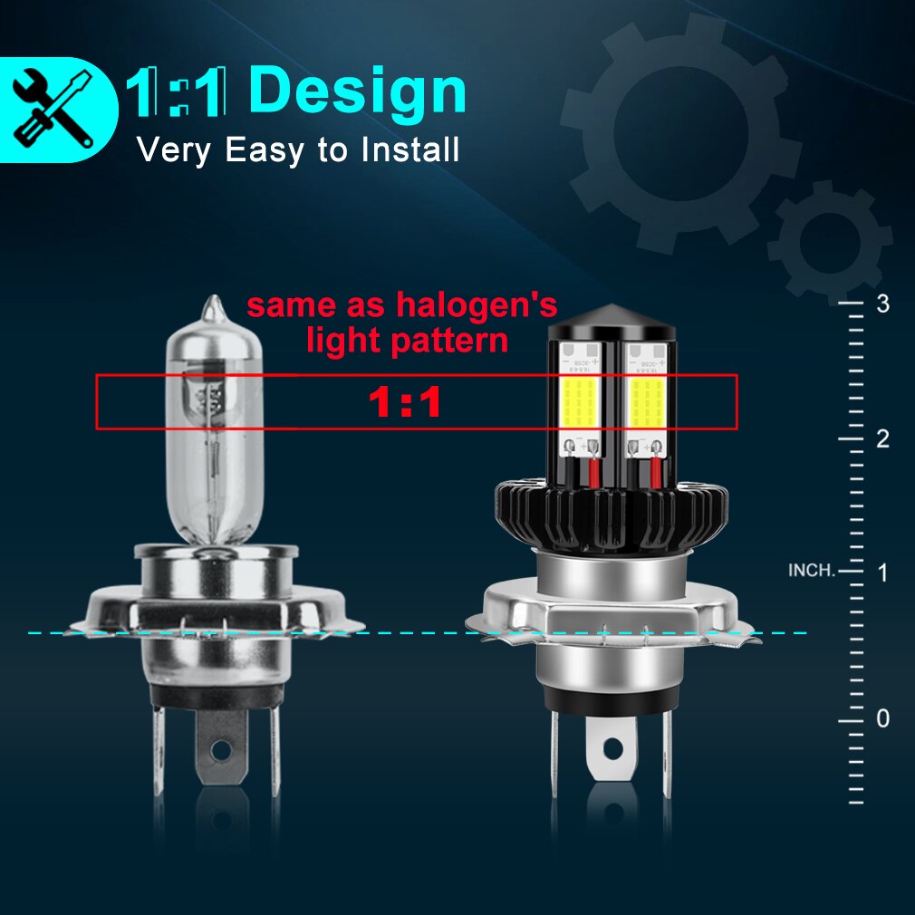 H4 H6 BA20D Led Motorfiets Koplamp Lampen Cob Led Moto 1200LM Hi Lo Lamp Scooter Atv Accessoires Mistlampen
