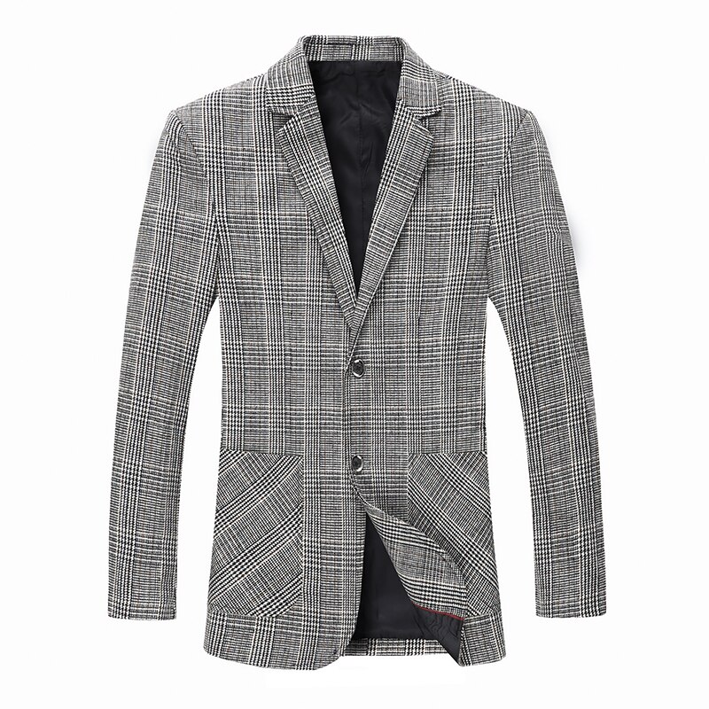 Style Top Grade Brand Casual Slim Fit Men Suits Tweed Jacket Classic Business Plaid Blazer Coats Mens Clothes