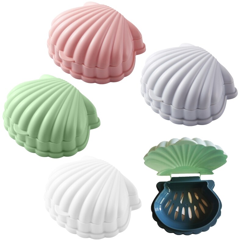Shell-shaped Soap Holder Bathroom Shower Dish Plates Storage Box With Self Draining Soap Dishes for Kitchen Bathroom
