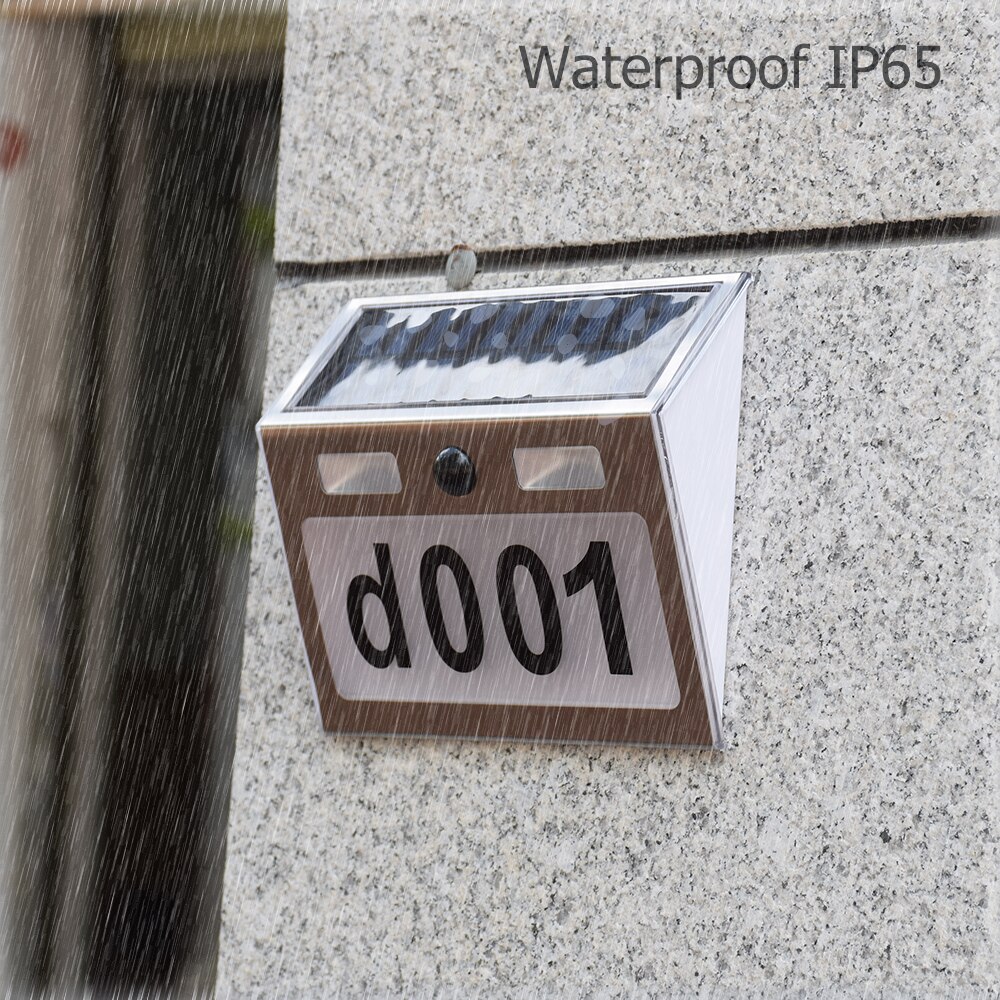 House Number Outdoor LED Solar Light Motion Sensor Door Number Plate House Address Numbers and Letters Waterproof Doorplate