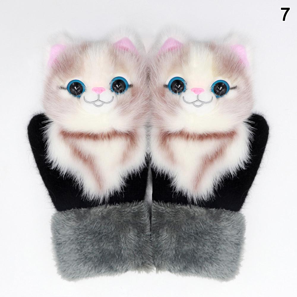 Animal Cat Dog Panda Racoon Kid Winter Warm Gloves 22cm Long Cute Girl Mittens Full Fingers Princess Guantes: G