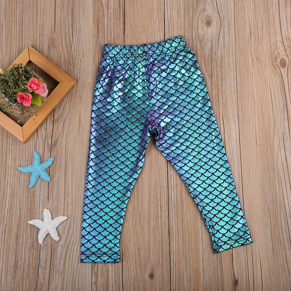 Pudcoco-Pantalones brillantes de sirena para niñas, mallas Treggings