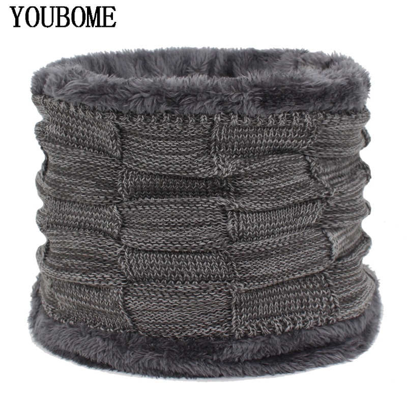 YOUBOME Men Winter Scarf Ring Knitted Men Scarves For Women O Neck Snood Warp Faux Fur Thick Warm Male Fleece Scarves