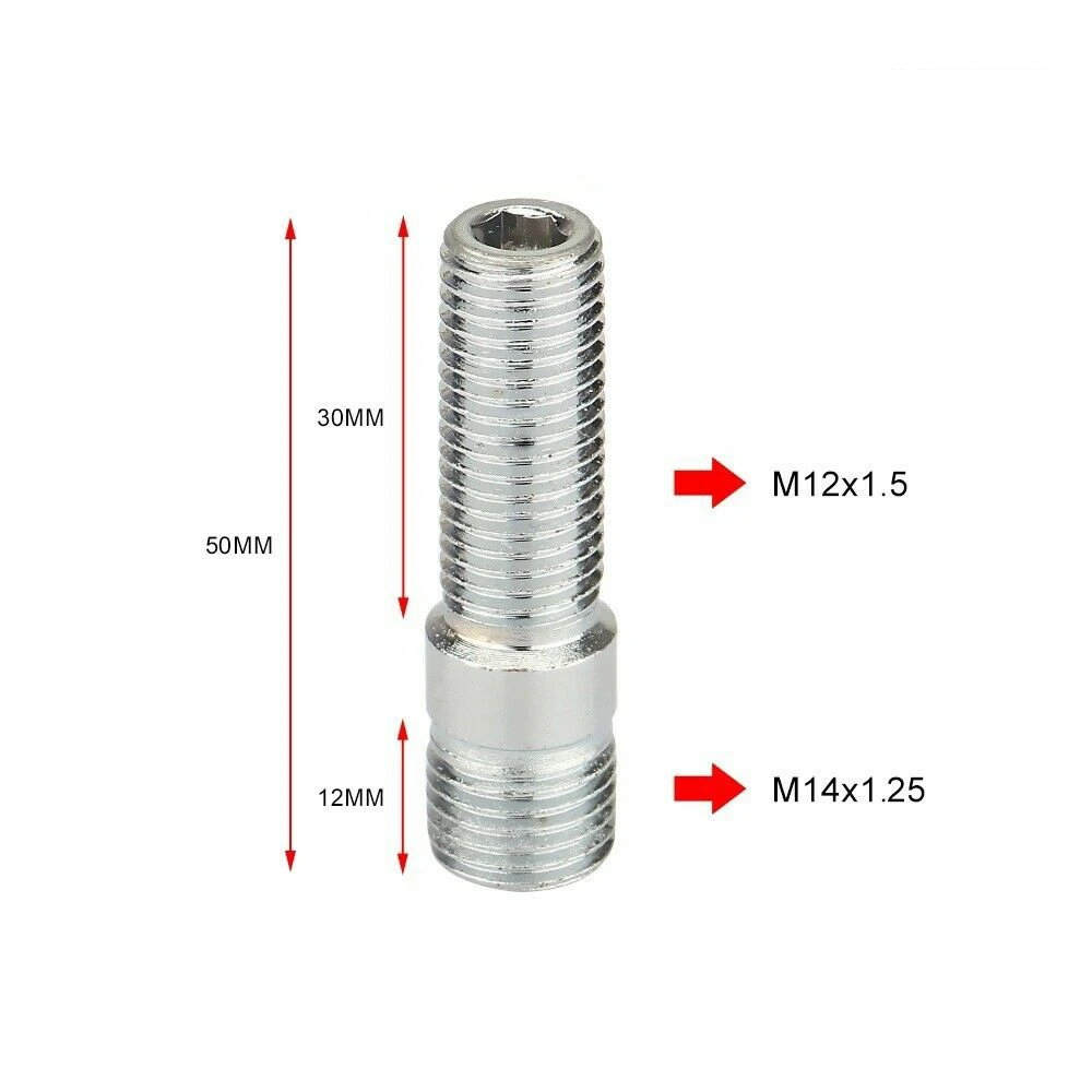 1-delige verlengde wielbouten conversie hoge wielbouten schroefadapterset (M12x1.25,M12x1.5,M14x1.25,M14x1.5): Goud
