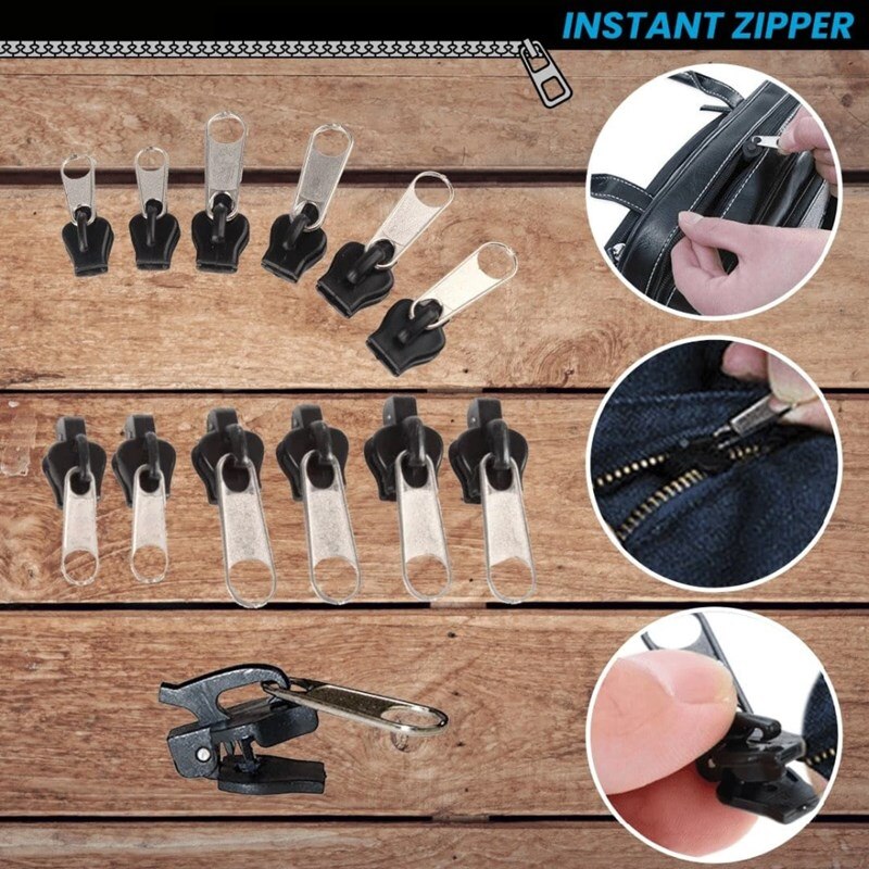 Fix A Zipper 6PCS Instant Zipper Universal Instant Fix Zipper Repair Kit Replacement Zip Slider Teeth Rescue Zippers