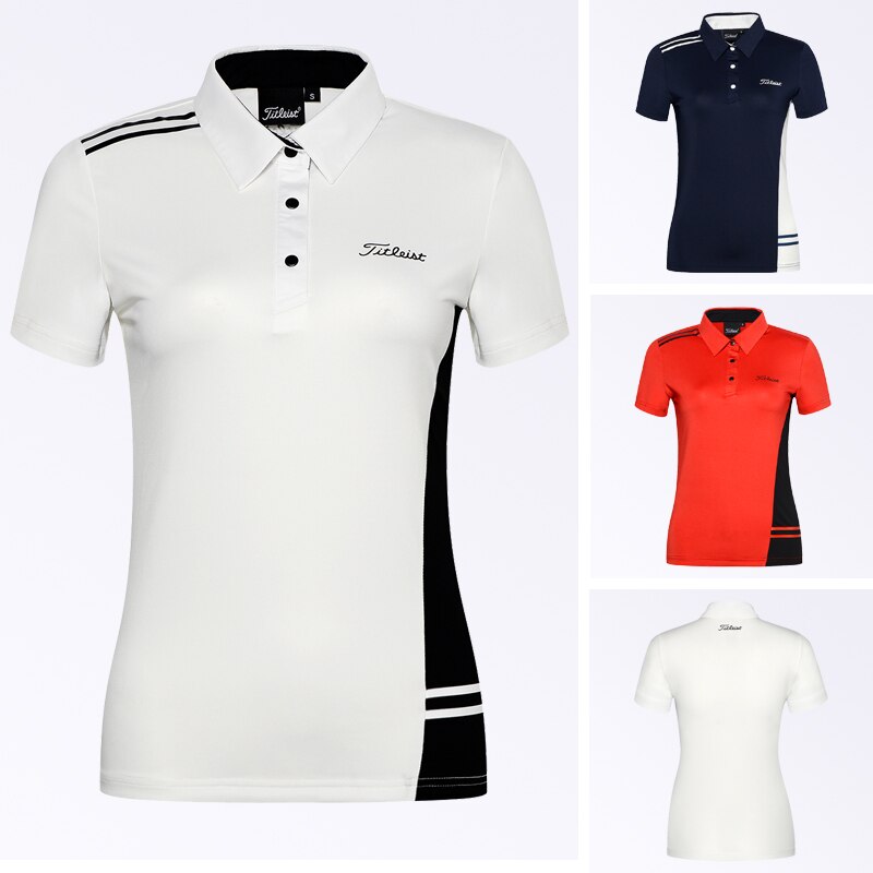 Golf Wear Ladies Short-Sleeved Shirt Summer Moisture Wicking Slim Fit Comfortable and Breathable Golf Clothing