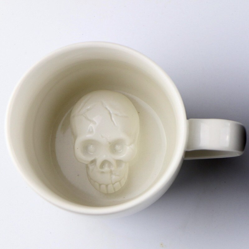 Keramisk kop med kraniet halloween og fødselsdag uhyggelig kaffekop krus til kaffe og te elskere xh8z
