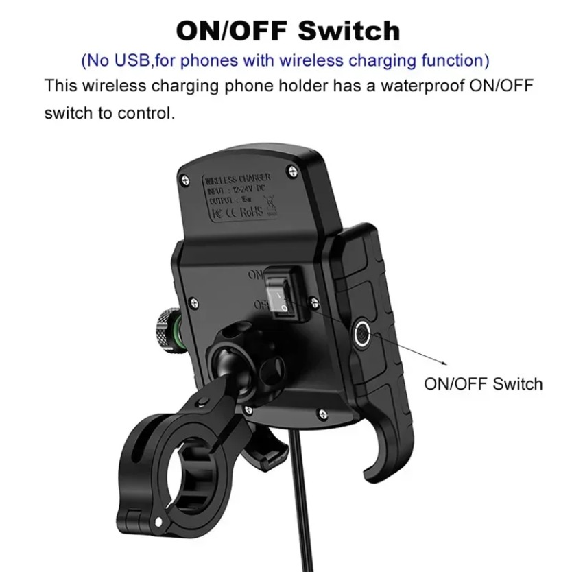 Motortelefoonhouder Snelle USB-oplader Snel draadloos opladen Moto Motorspiegelstandaard Mobiele telefoon Stuurhouder Ondersteuning