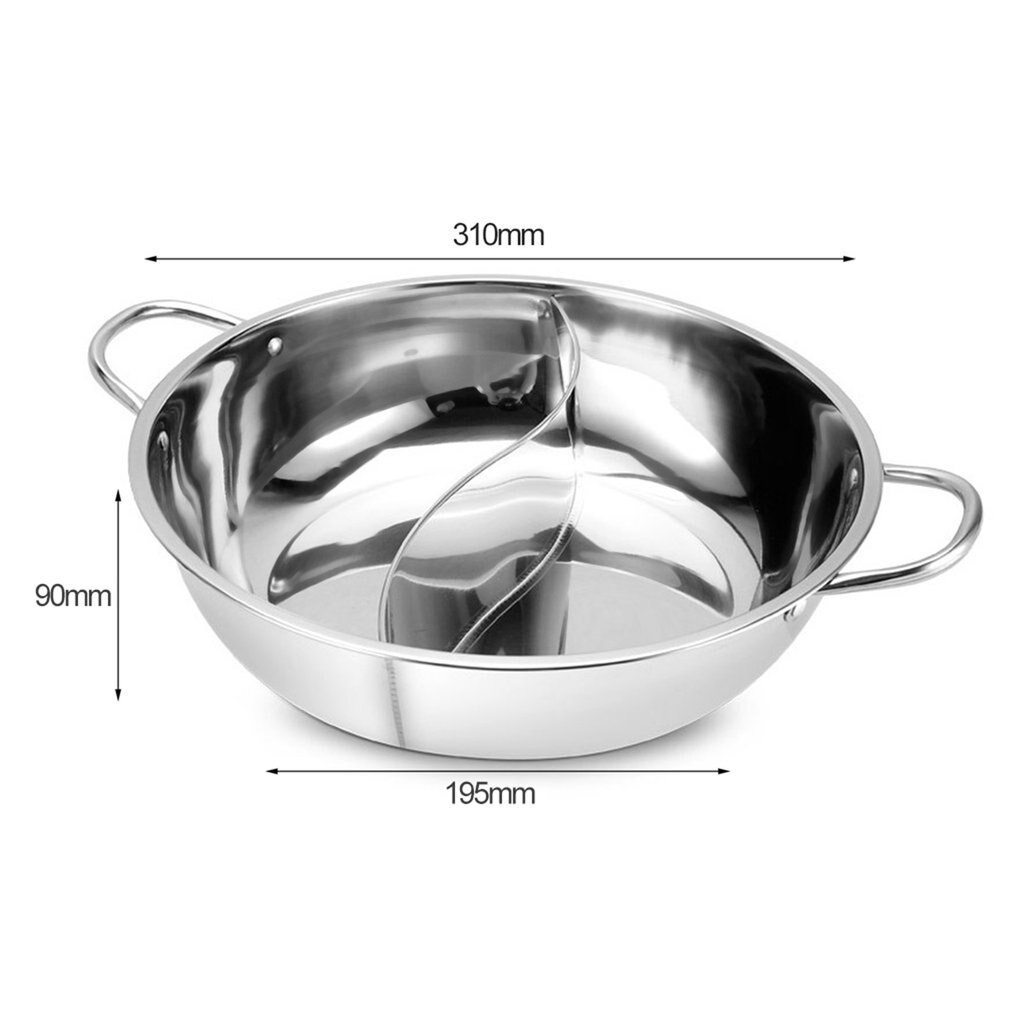 30cm Stainless Steel Pot Shabu Shabu Kitchen Cooking Durable Dual Site Induction Gas Stove Pot Cooking Pot