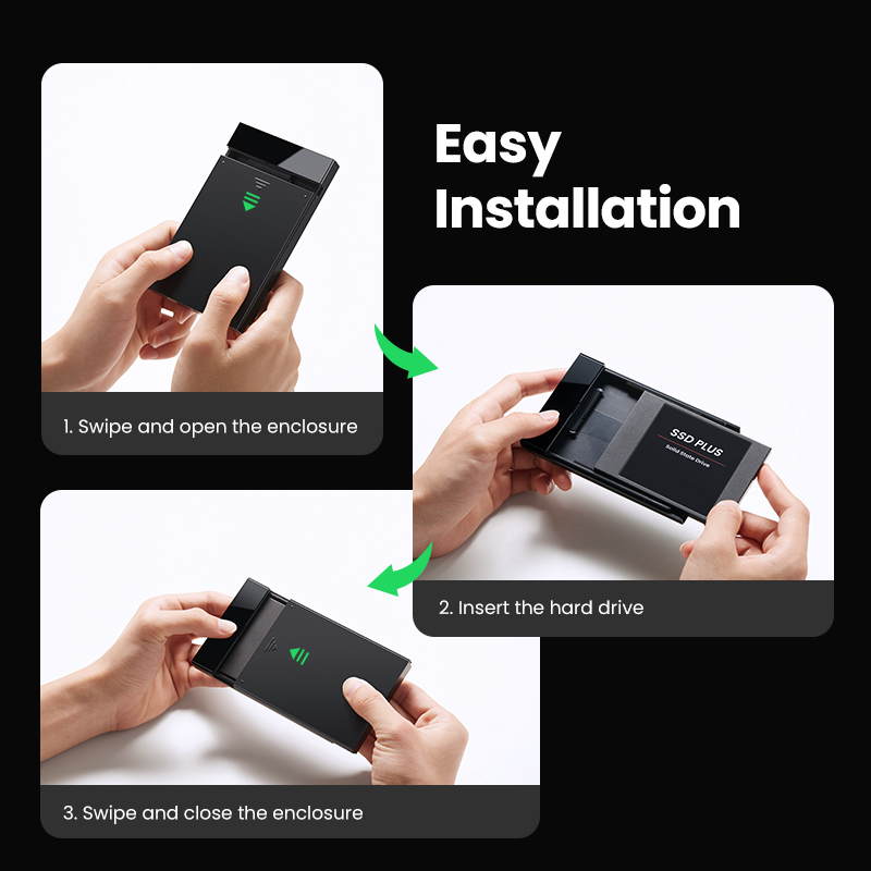 Ugreen hårddiskhölje 2.5 -tums sata till usb 3.0- hårddiskhölje för ssd-disk hårddiskbox usb  c 3.1 gen 2- hölje externt hårddiskhölje