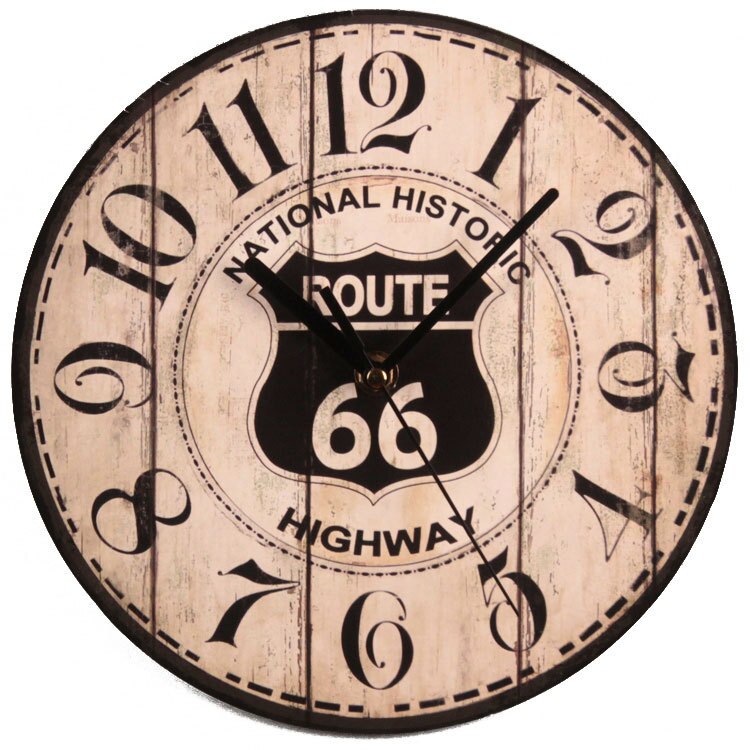 Nordic Retro Style Wooden Wall Clock Digital Wall Hanging Clock Watch Craft Office Coffee Store Home Decoration: SKU-6