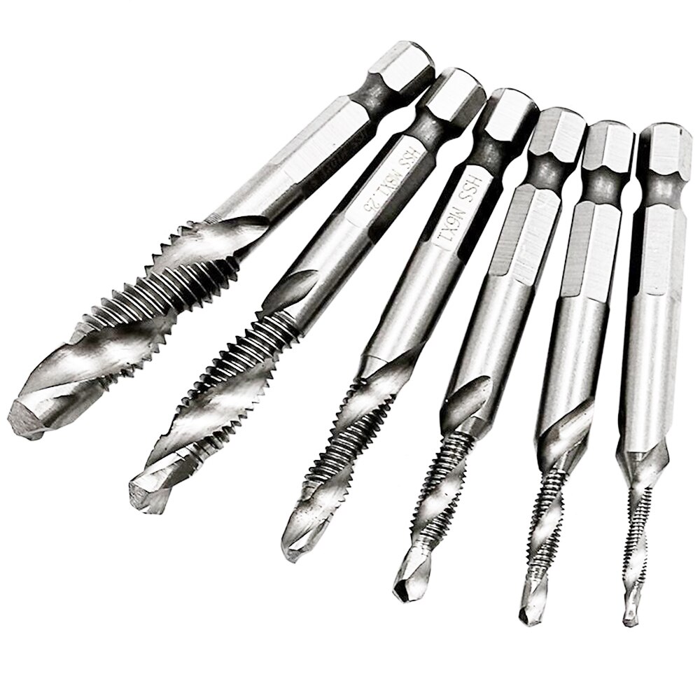1pc High-speed Steel Hexagonal Shank Compound Taps Screw Tap Drill Bit Quick Change Hex Multiple Styles M3 M4 M5 M6 M8 M10