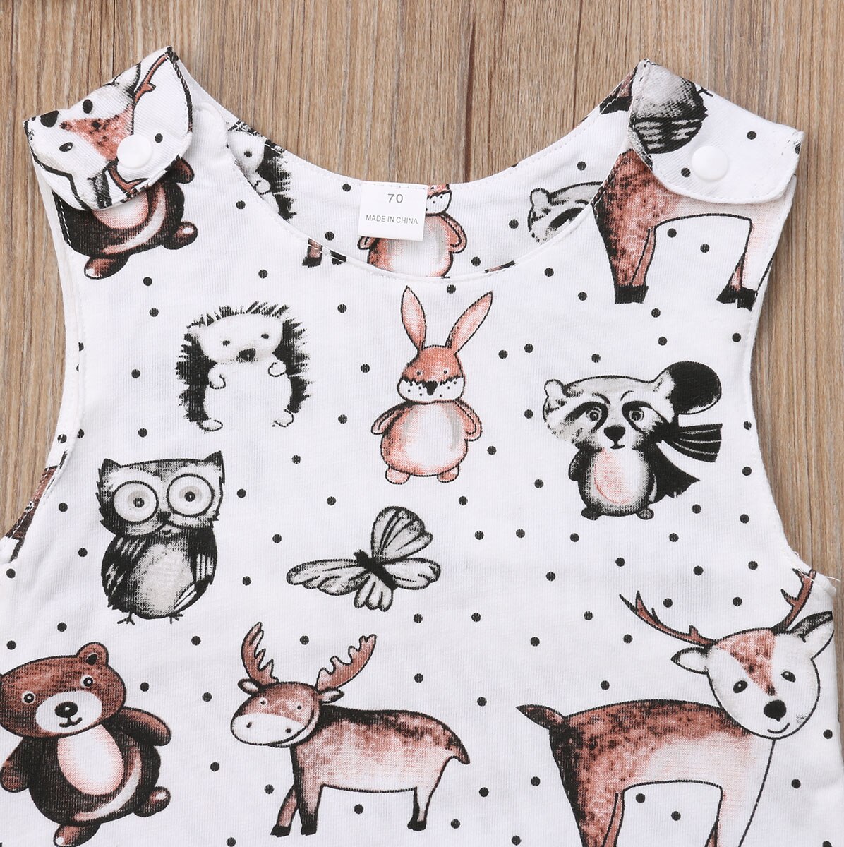 2018 di Marca nuovo animale Stampa Pagliaccetto di proprietà Del bambino Del bambino Della Ragazza del Ragazzo Vestiti Senza Maniche in Cotone Tute e Tute da Palestra Cotone Salopette Corta vestito 0- 24 m