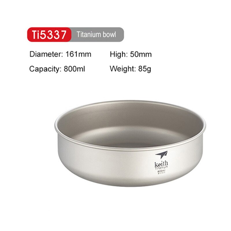 Keith odkryty kemping czystego tytanu miski 300 ml-900 ml miski naczynia zastawa stołowa sztućce Ti5333-Ti5338: 800ml Ti5337