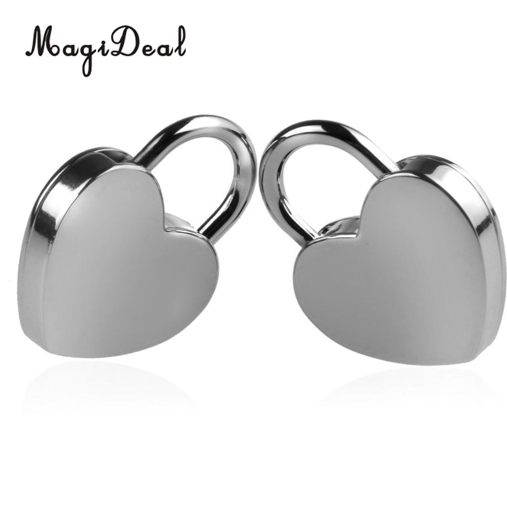 MagiDeal Lot of 3 Alloy Vintage Style Mini Padlock Key Lock Heart Shaped for Collectibles Children Kids Novelty Toy -Silver