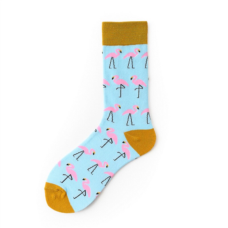 Flamingo Print Women Socks Cotton Colorful Cartoon Sport Men Sock Cute Funny Happy kawaii Dog Cycling Christmas