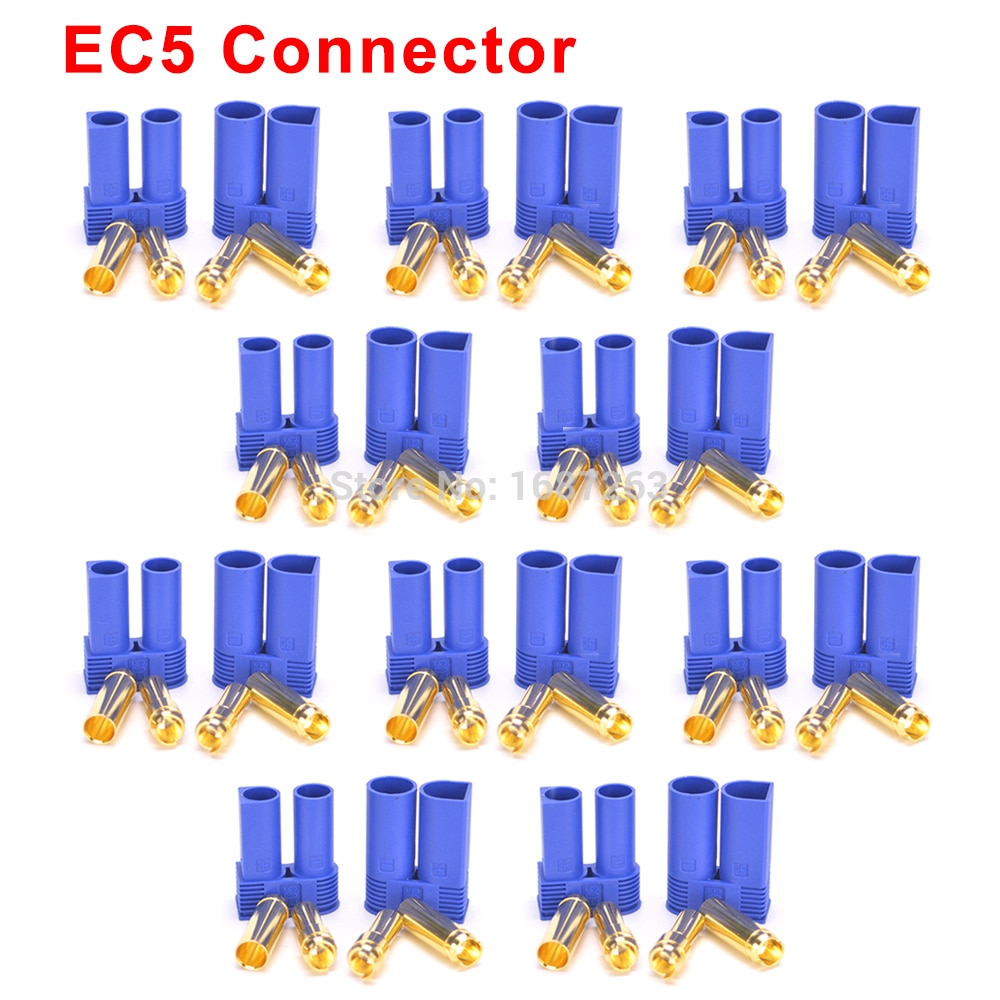 10 Pairs XT30 XT30U XT60 XT60H XT90 EC2 EC3 EC5 T Plug Battery Connector Set Male Female Gold Plated Banana Plug for RC Parts: 10pairs EC5