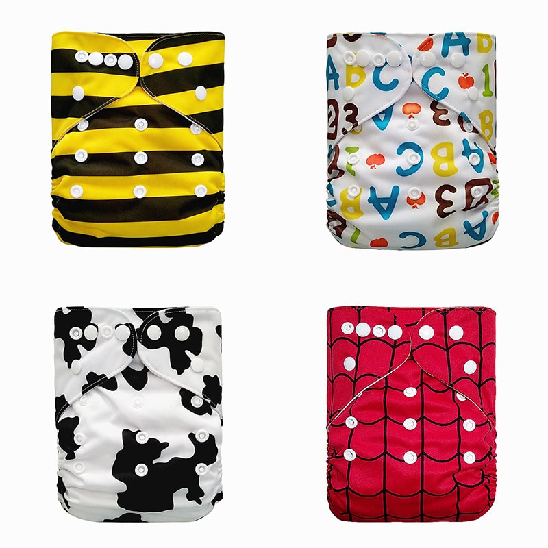 3-15KG Baby Cloth Diaper With 1pcs 4-layers Insert Washable Nappies ECO-Friendly Diaper Pocket Adjustable Reusable Cloth Diapers