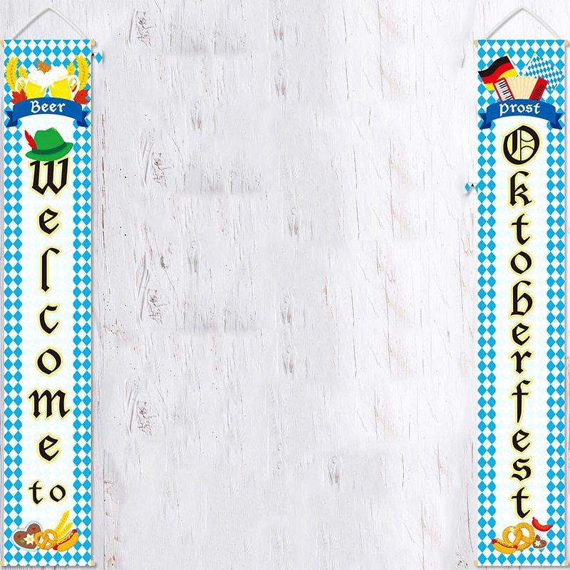 German Oktoberfest Banner Hanging Flag Bavarian Beer Festival Party Pub Bunting House Door Banner Decoration Xmas