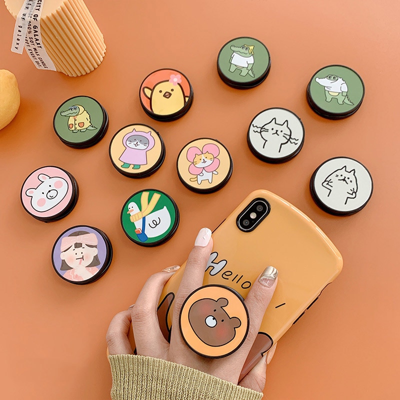 Engraçado dos desenhos animados dobrável suporte para o telefone móvel titular para huawei para iphone xs 7 plus caso do telefone bonito universal aperto kichstand