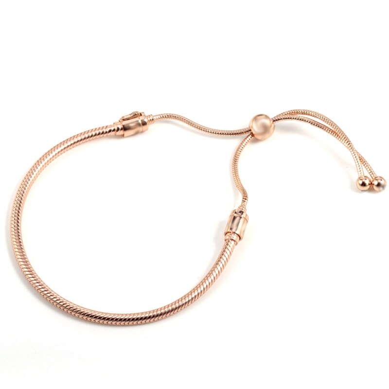 Togory best verkochte verzilverde klassieke ronde slangkettingarmbanden met bedels en schakelarmbanden voor damessieraden: Roségoud
