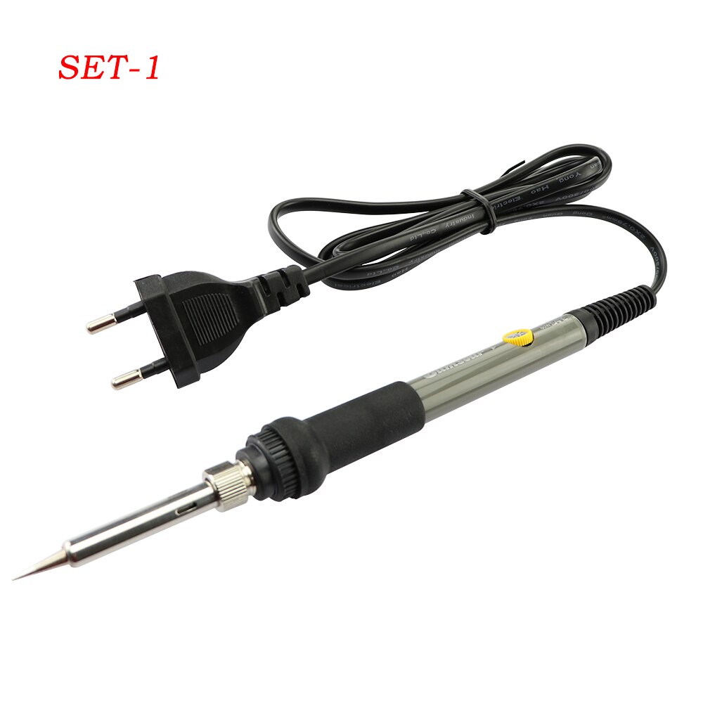 60W Mini Gray Electric Soldering Iron With Adjustable Temperature 220V/110V Soldering Rework Station Soldering Iron Accessories: 220V EU Plug / SET-1