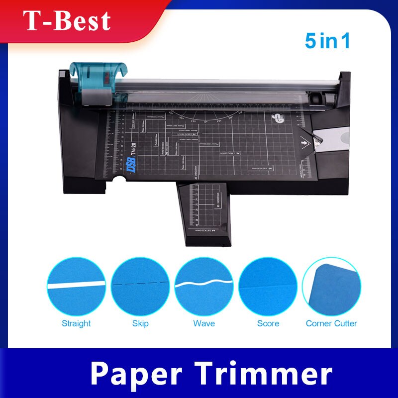 DSB 5 in 1 Paper Trimmer Multi-Functional A4 Paper Photo Cutter Straight Skip Wave Score Corner Cutter with 12 Inch Cut Length