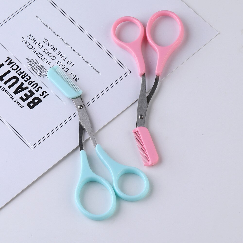 Recortador de cejas negro, tijeras con peine, eliminación de vello Facial, afeitadora moldeadora de pelo, accesorios de maquillaje cosméticos, 1 Uds., AS02