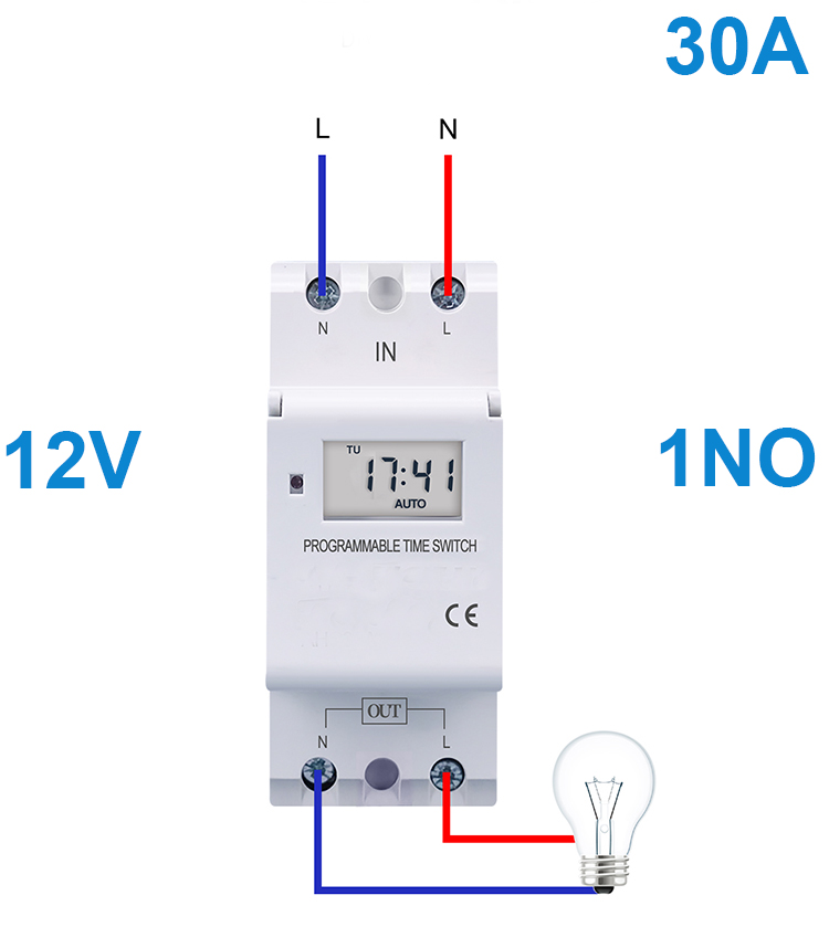 Timer Switch Din Rail Digital TP8A16 weekly programmable electronic microcomputer 30A 220V 230V 6A-30A 12V AC THC15A: XXL