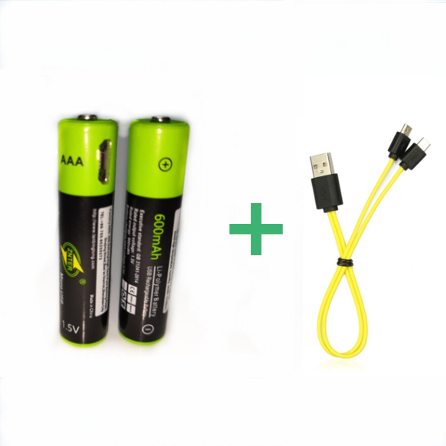 ZNTER 1.5 V AAA oplaadbare batterij 600 mAh USB oplaadbare lithium-polymeer batterij snel opladen via Micro USB kabel: B