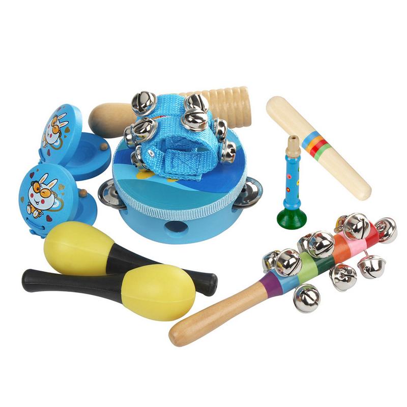 10 stk/sæt børneslagtøjsinstrumentsæt med tilfældig farve og mønster hvert stykke er nøje udvalgt til børn