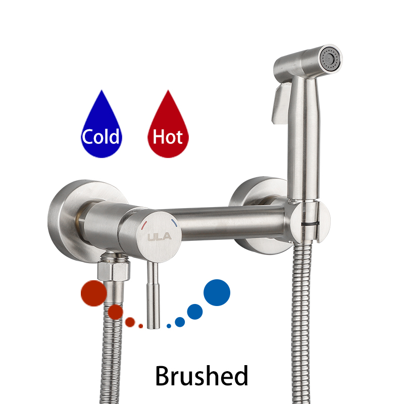 ULA Gold Bidet Wasserhahn Wc Wasserhahn Edelstahl Handheld Bidet Spritzgerät einstellen Kalt warm Wasser Mischer Kran Badezimmer Dusche Kopf: Weiß
