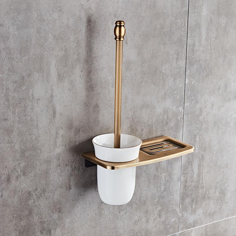 Soportes para escobillas de inodoro, accesorios de baño antiguos, negros y blancos con estantes para el baño