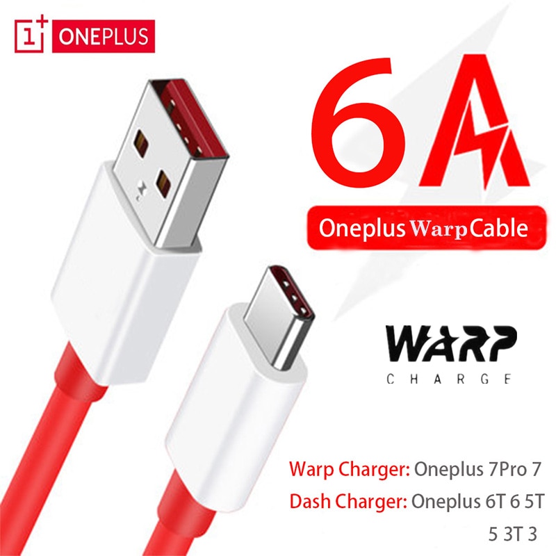 Oneplus 7t pro cabo original um mais 7 7t 6 6t 5 5t 3t smartphone warp carregador de carregamento rápido cabo usb 6a tipo c cabo de urdidura