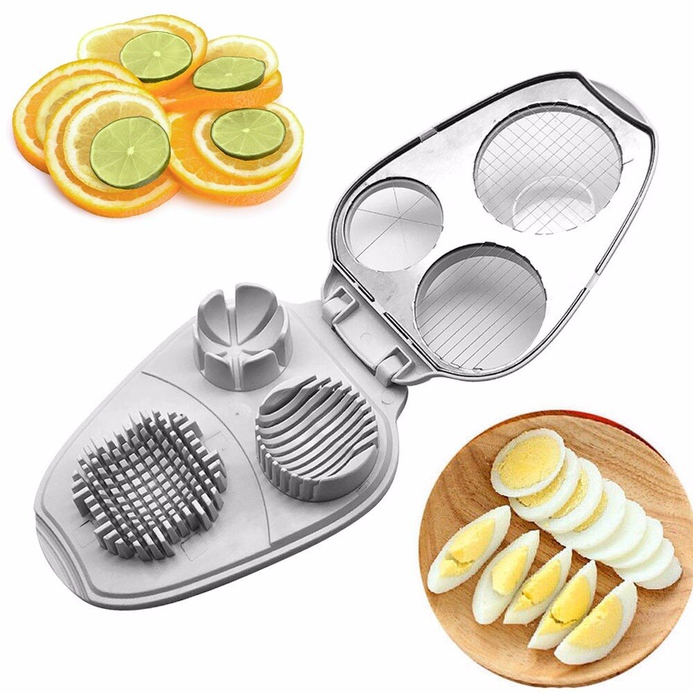 Ungewöhnliche 3 in 1 Multi-Gekochtes Ei Aufschnittmaschinen Cutter Multifunktions Edelstahl Schneidemaschine Wedger Dicer Werkzeug Handliche Küche Werkzeuge