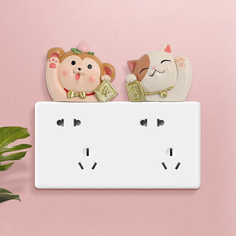 Hars Dier Stickers Schakelaar Leuke Cartoon 3D Muur Op Stickers Schakelaar Hond Kat Konijn Aap Stickers Schakelaar Licht Woondecoratie