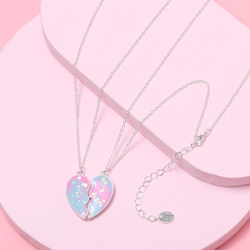 2PCS/Set Cartoon Cat Shape Pendant Chain Best Friends Necklace BFF Friendship Children's Jewelry for Girls: Style 7