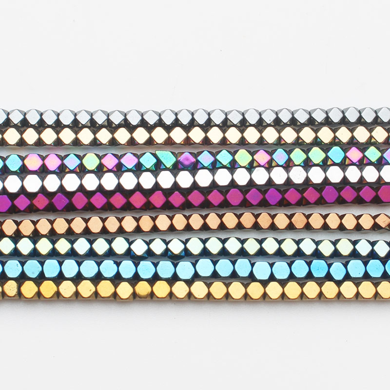 ¡Ematita natural muy brillante! Cuentas de hematita cuadradas facetadas de 15 pulgadas, para hacer joyas, pulseras y collares DIY